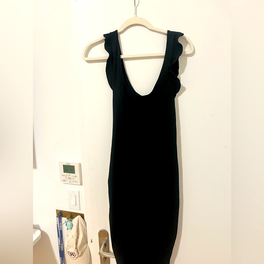 Classic Zara black ruffle tank dress
